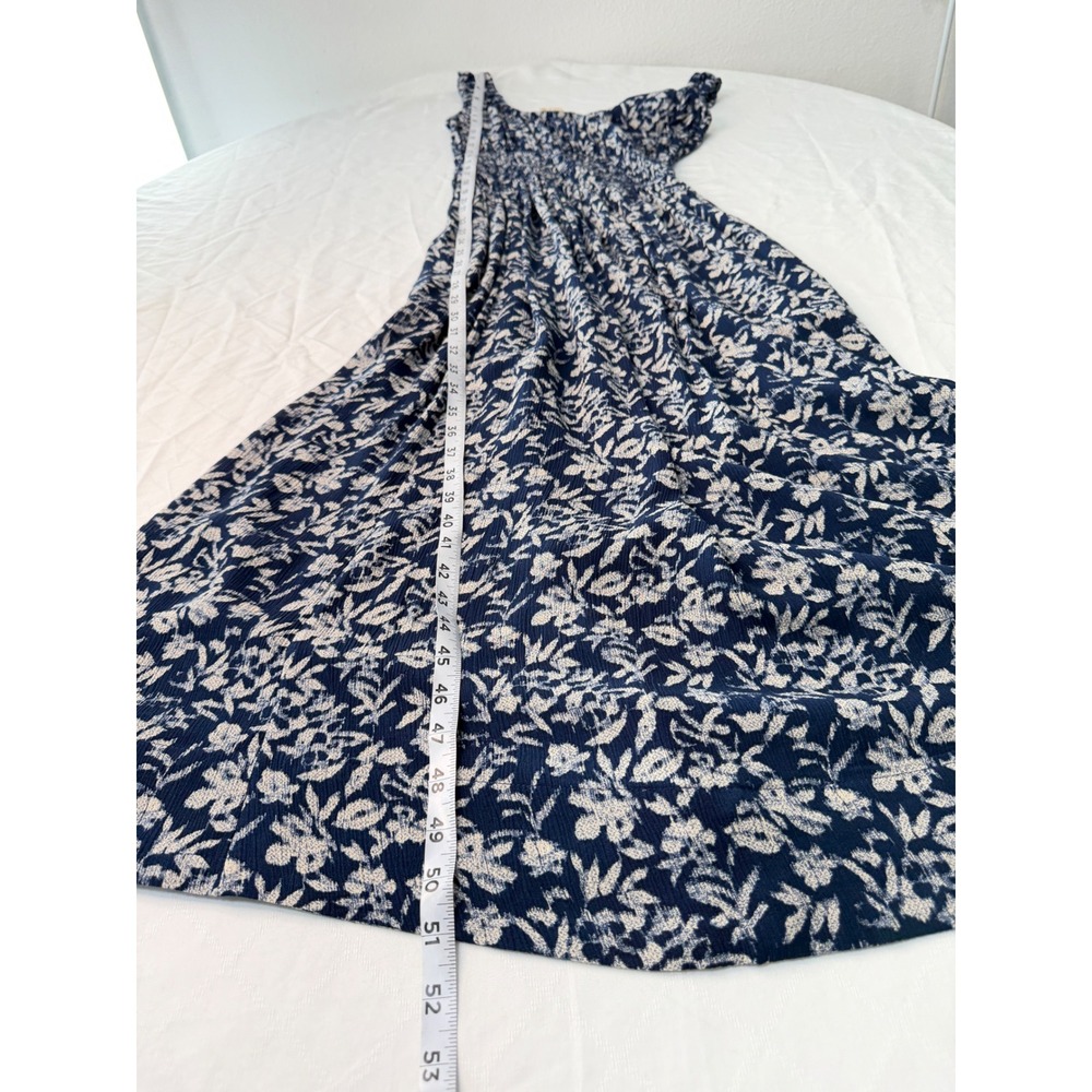 Faherty Sunseeker Smocked Waist Midi Dress Boho Blue Juniper Ikat Floral Cottage - Picture 8 of 8